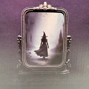 Christian Siriano LED Lighted Mirror Witch Silhouette Gothic Halloween Decor NEW